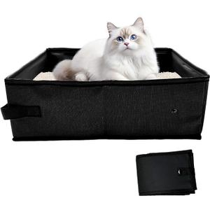 Foldable Travel Litter Box for Cats, Portable Cat Litter Box Waterproof, 24"x32", Traveling & Camping Cat Supplies