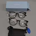Gaoye 2 Pack Blue Light Blocking Glasses, Retro Round Eyewear Frame Anti Eyestrain Computer Glasses for Women Men - GY1688 (Black+Tea Leopard)