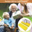 2 x Playing Card Holders Deck Stand, Play Cards Holder for Kids or Elder People, Hands-Free Wood Holder Racks,Tray for Organizing Cards (2 Pack-Yellow)