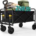 OLIXIS Heavy Duty Wagon Cart with Wheels Foldable,Large Collapsible Wagons Carts with All-Terrain Wheels,Smooth Maneuverability,Suitable for Gardening,Camping and Beach,Black (30IN)