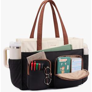 LOVEVOOK Teacher Tote Bag for Women,Multi-pocket Laptop Bag with Large Cup Holder,Nurse Bags Work Travel Computer Handbag