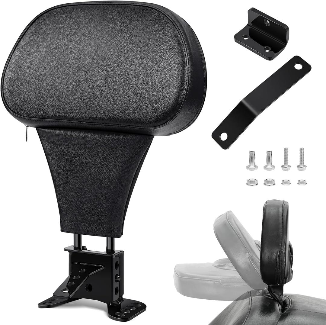 Benlari Rider Driver Backrest, Detachable Adjustable Plug-in Rider Backrast Fit for Harley Davidson Touring Road Glide Electra Glide Street Glide Road King CVO 1988-2024, Black (Black)