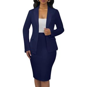 Salimdy Women 2 Piece Skirt Suit Set Business Professional Blazer Dress Jacket and Pencil Skirts Sets, 2XL