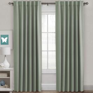 H.VERSAILTEX Back Tab Sage Green Curtains 90 Inch Long for Living Room, Rod Pocket Room Darkening Thermal Insulated Blackout Curtains, 52 x 90 Inch, Light Sage, 2 Panels