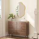Keonjinn Gold Irregular Mirrors for Wall 24" x 36" Inch, Asymmetrical Metal Frame, Tempered Glass Decorative Mirror for Bathroom, Bedroom, Living Room, Entryway(Horizontal/Vertical)