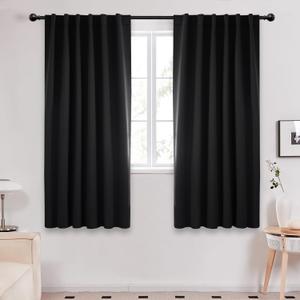 Deconovo Blackout Curtains  Room Darkening, Noise-Reducing, Thermal Insulated  Energy-Efficient Window Treatment for Bedroom, Living Room & Home Office  2 Panels, Black, 52W x 72L Inch