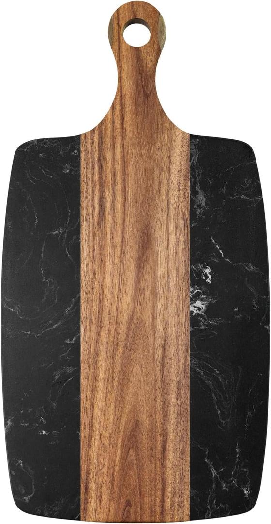 Marble charcuterie board: Acacia wood marble chopping board - suitable for kitchen, great gift for friends (black)