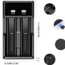 Universal 18650 Battery Charger,2 Bay Battery Charger for 3.7V Li-ion Rechargeable Battery 26650 18650 18500 18350 17670 16340 14500 14650