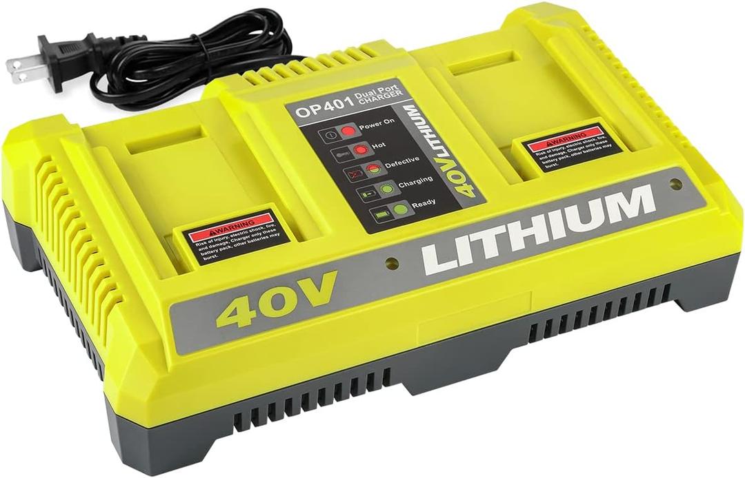 40V Dual Charger for Ryobi OP401 40V Battery Charger OP4040 OP4050A OP4026 OP4026A OP4030 OP4050 OP401 Compatible with Ryobi 40 Volt Battery Charger