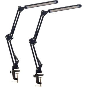 LED Desk Lamp,Eye-Caring Metal Swing Arm Desk Lamp with Clamp,10 Dimmable Brightness 3 Light Modes Reading Lamp,Desk Light for Home Office(2 Pack)