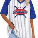 Baseball Game Jersey Women Baseball Team Tee Shirt Sports Fan T-Shirt (White, L)