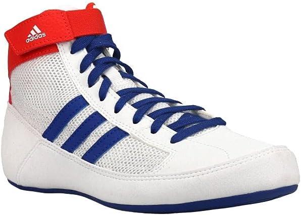 Adidas Mens HVC 2 Youth Wresling Shoes (5.5 Big Kid, White/Royal Blue)