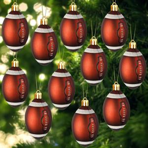 Leitee 12 Pcs Christmas Plastic Football 2.36 Inch Xmas Tree Ornaments with Hanging Loop Sports Theme Decorative Hanging Ornaments for Holiday Party Christmas Tree Home