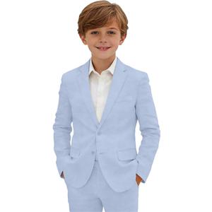 Boys Linen Suit Slim Fit 5 Pieces Formal Kids Linen Suit for Boys Teens Summer Wedding Dress Clothes, Size 12