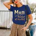 Funny Mom Shirt Women Mom Manager Shirt Magical Mama Shirt Mothers Day Short Sleeve Tee Tops Blue (XL)