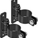 Insaga Gate Hinges Heavy Duty Carbon Steel Chain Link Fence Parts Electroplated Finish, Removable Bolts for Wall Mount, Fits 2-3/8'' Outer Diameter Pipes/Posts for Farm, Fence Gate (2Pack, Black)