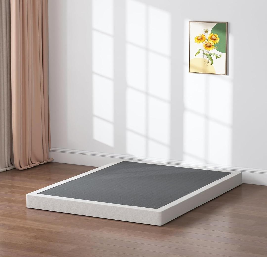SHLAND King Box Spring, 5 Inch Box Springs King Size Basics Bed Base, Mattress Foundation, Black Heavy Duty Metal Structure with Cover, Noise Free, Easy Assembly