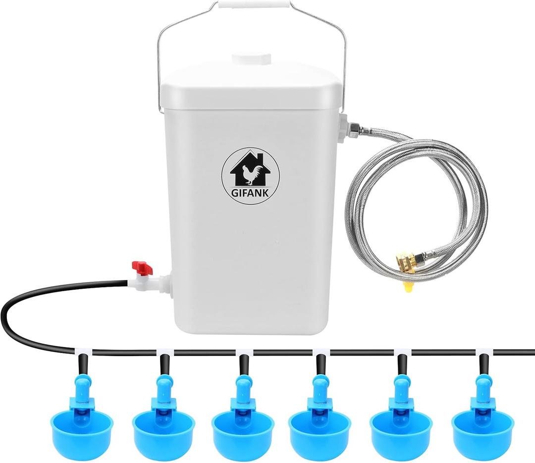 Automatic Chicken Waterer Float Controlled, 3 Gallons Poultry Waterer Dispenser with Hose Attachment, Poultry Automatic Drinking Accessories for Chicks, Duck, Goose, Turkey