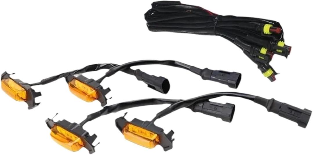 Car Front Grille LED DRL Small Yellow Light Grille Lamp Kit LED Daytime Running Light(Yellow shell-yellow)