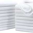 POLYTE Ultra Premium Microfiber Kitchen Dish Hand Towel Waffle Weave, 18 Pack (16x28 in, White)