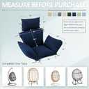 Egg Chair Cushion with 8 Securing Straps, Water-Repellent & Fade-Resistant Faux Linen, Removable Cover, Replacement Cushion for Most Single Outdoor Hanging Swing Egg Chairs Navy