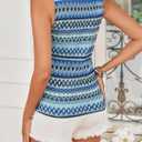 Women's Boho Tank Tops 2024 Causal Summer Sleeveless Vest Tops Geo Print Crewneck Shirts (Blue, S)