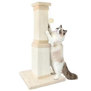 AGYM Cat Scratching Post for Large Cats, Cat Scratcher for Indoor Cats Adults, Sturdy Sisal Scratch Post to Protect Furniture, 32 Inch, Beige