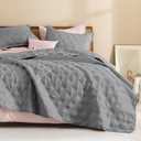 Litanika Queen Quilt Bedding Set, Medium Grey Summer Lightweight Soft Comforter Bedspreads & Coverlets, Boho Farmhouse Bedding Cover Bed Decor All Season, 3 Pieces (1 Quilt, 2 Pillowcases)