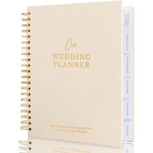 Timeless Premium Linen Wedding Planner Book and Organizer  Wedding Planning Book, Comprehensive Keepsake & Countdown Binder, Perfect Engagement Gift for Women, 11" x 9" (Cream Speckles)