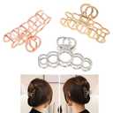 Metal Small Hair Claw Clips for Women 3.2 Inch | Gold Silver Nonslip Claw Clip | Cute Hair Clip Suitable for Thick Hair Thin Hair Fancy Combination 3 Pack