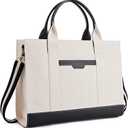 Missnine Tote Bag Canvas Laptop Bag 15.6 inch Briefcase for Women Large Capacity Handbag for Office, School, Travel (Classic Black)