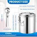 4 Gallons Ice Cream Server Insulated Crock with Lid and Scoop, Stainless Steel Ice Cream Tub Container Buckets for Business Foodservice Cooler Gelato Bar and Cart Kitchens Restaurants Party