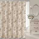NDDYCU Beige Floral Vintage Shower Curtain,Cottage core Linen Shower Curtains for Bathroom,72Wx72H