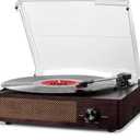 Vinyl Record Player Turntable with Built-in Bluetooth Receiver & 2 Stereo Speakers, 3 Speed 3 Size Portable Retro Record Player for Entertainment and Home Decoration
