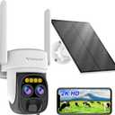 VSTARCAM Solar Camera Outdoor Wireless No Subscription, Dual Cameras, 2K UHD with 10 Zoom, 100% Wire-Free with Battery Powered, 360 Panoramic View, PIR Motion Detection, Siren, 2-Way Audio,IP66