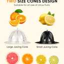 Electric Orange Juicer, Citrus Juicer Squeezer with 2 Cones and Soft Grip Handle for Effortless Juicing, Stainless Steel Quiet Orange Juice Extractor Machines for Lime Grapefruit Lemon