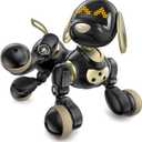Ruko 18011 Robot Dog Toy, Smart Interactive Puppy with 30+ LED Faces, Remote & Gesture Control, Programmable Electronic Pet for Kids Ages 38, Black & Gold