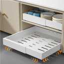 Expandable Pull Out Cabinet Organizer 16.5"Deep, 12.4-20.4" Slide Out Drawers for Kitchen Cabinet,Adjustable Cabinet Drawer for Pot/Pan,Pull Out Shelves Fixed with Adhesive Film or Screws(white)