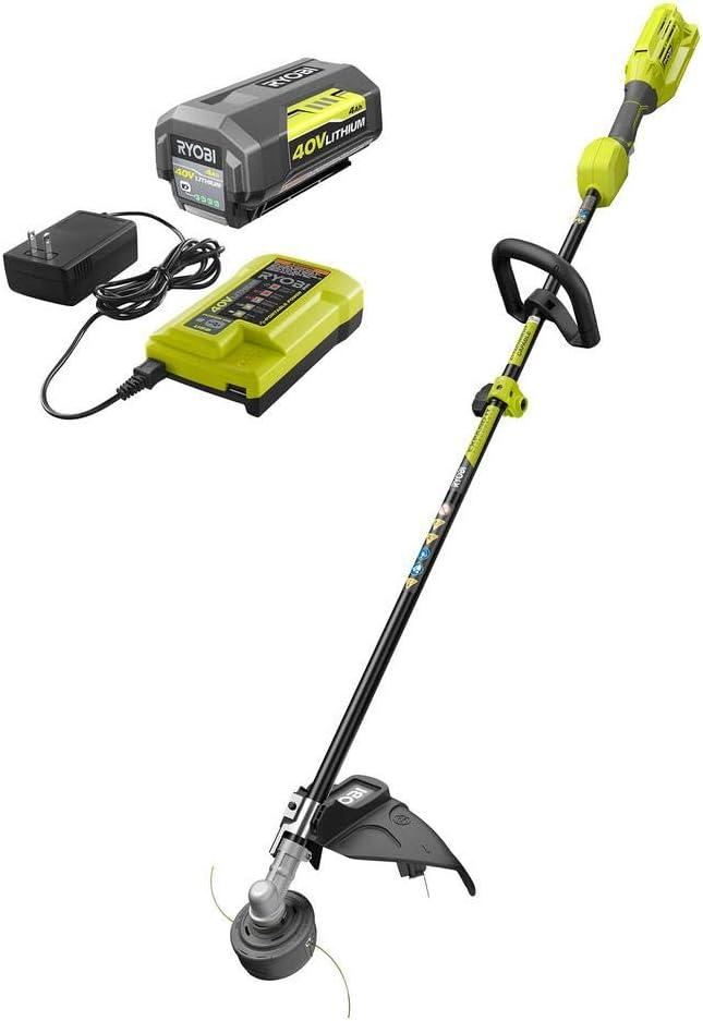 RYOBI 40-Volt Lithium-Ion Cordless Attachment Capable String Trimmer, 4.0 Ah Battery and Charger Inc