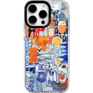 for iPhone 13 Pro Max Case, Mediterranean Aperol Collage Pattern, Military-Grade Drop Protection, Playful Coastal Soft Slim TPU Protective Cover with Camera Protection for Women & Girls