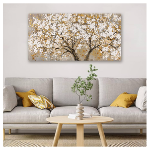 Canvas Wall Art Decor Large Canvas Wall Pictures For Living Room Tree of Life Wall Art Decor Fall Textured Wall Art Autumn White Wall Art Prints Large Art Work For Bedroom Office Kitchen Wall Decor 29"x58"