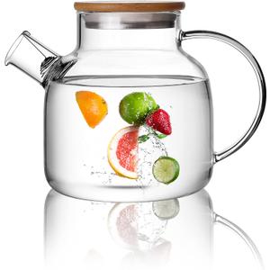 CnGlass Glass Teapot Stovetop Safe,40.6oz Clear Tea pot with Removable Filter Spout,Loose Leaf and Blooming Tea Maker (40.6oz/1200ml)