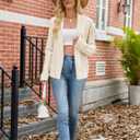 VIMPUNEC Womens Fall Cardigan Sweaters Casual Cable Knit Jackets Long Sleeve Open Front Outwear Coats (Beige, L)