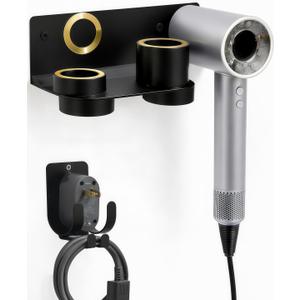 Hair Dryer Holder Wall Mount for Dyson Supersonic Airwrap Hair Dryer, Wall Mounted Hair Tool Organizer, Metal Blow Dryer Holder Attachments Storage for Bathroom and Salon, Black