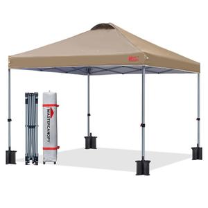 MASTERCANOPY Durable Pop-up Canopy Tent with Roller Bag (12x12, Khaki)
