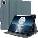 H HOLIMET Case for iPad Pro 11 Inch 2022 4th/3rd/2nd/1st Generation 2021/2020/2018 with Pencil Holder Folio Stand Auto Wake/Sleep Vegan Leather, Blue