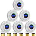 Wireless Interconnected Smoke Carbon Monoxide Detector Battery Powered, Interlinked Combination Smoke and Carbon Monoxide Detector Alarm with Digital Display, Silence Button (White-6Pcs), EXP: 03/13/2031
