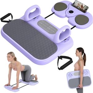 Pilates Board, 6-in-1 Pilates Reformer for Core & Full Body Workout, Portable Home Gym Equipment with Smart LED Digital Display, Pilates Trainer for Women, Beginners (Purple)