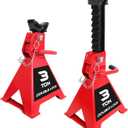 BIG RED Torin 3 Ton Steel Heavy Duty Jack Stands: Double Locking Pins - Red, 1 Pair (2 Pack)