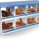 Chicken Nesting Box 8 Compartments Laying Boxes for Chicken Hens Ducks Poultry Protect Eggs Chicken Coop Easy Egg Collection Wall Mount Metal Nest Box for Chicken Coop (8 Holes)